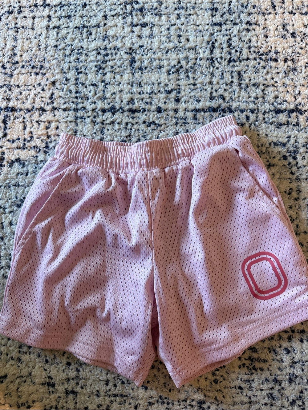Kids Light Pink Mesh Athletic Shorts with Elastic Waist